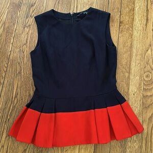 Alexander McQueen Pleated Peplum Top Colorblock red black XS vintage Y2K 38